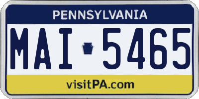 PA license plate MAI5465