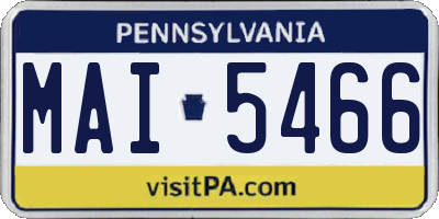 PA license plate MAI5466