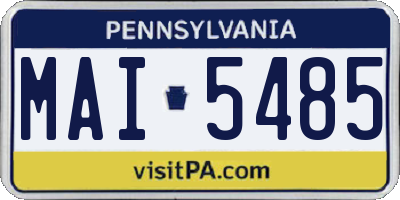 PA license plate MAI5485