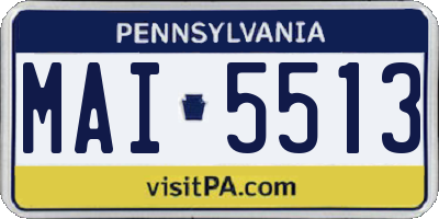 PA license plate MAI5513