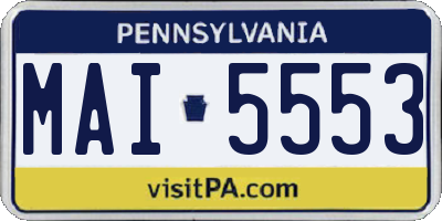 PA license plate MAI5553