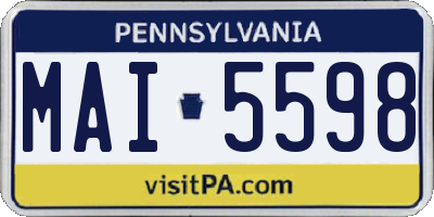 PA license plate MAI5598