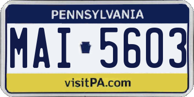 PA license plate MAI5603