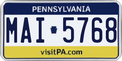 PA license plate MAI5768