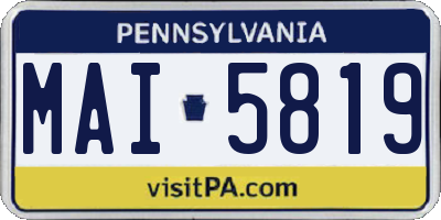 PA license plate MAI5819