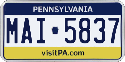 PA license plate MAI5837
