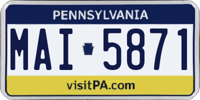 PA license plate MAI5871
