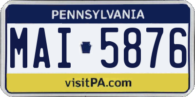 PA license plate MAI5876