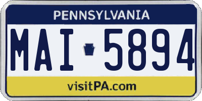 PA license plate MAI5894