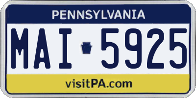 PA license plate MAI5925