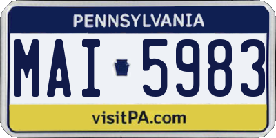 PA license plate MAI5983