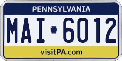 PA license plate MAI6012