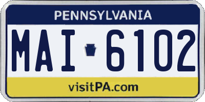 PA license plate MAI6102