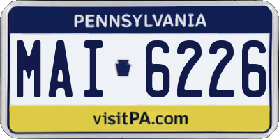 PA license plate MAI6226