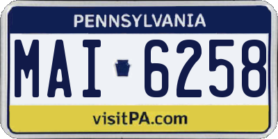 PA license plate MAI6258