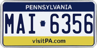 PA license plate MAI6356
