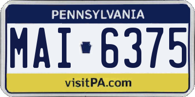 PA license plate MAI6375