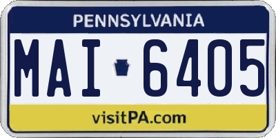 PA license plate MAI6405