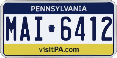 PA license plate MAI6412