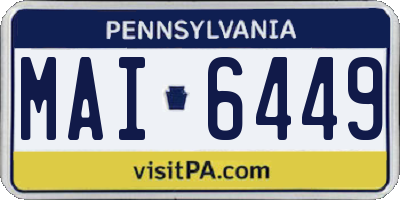 PA license plate MAI6449