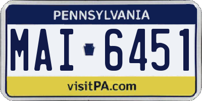PA license plate MAI6451