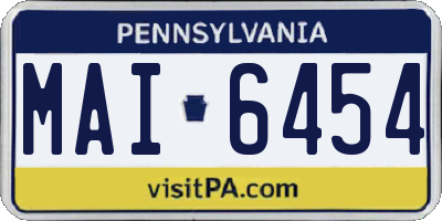 PA license plate MAI6454