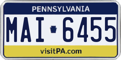PA license plate MAI6455