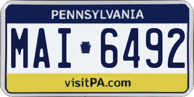PA license plate MAI6492