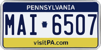 PA license plate MAI6507