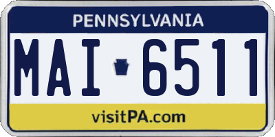 PA license plate MAI6511