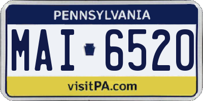 PA license plate MAI6520