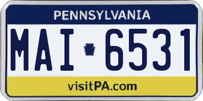 PA license plate MAI6531