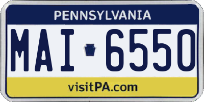 PA license plate MAI6550