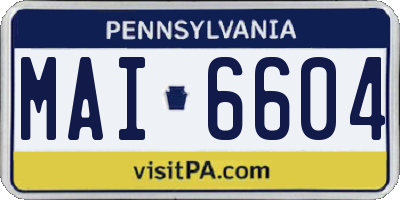 PA license plate MAI6604