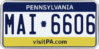 PA license plate MAI6606