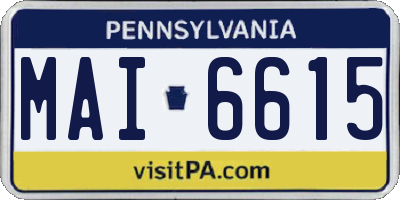 PA license plate MAI6615
