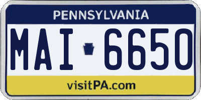 PA license plate MAI6650