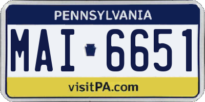 PA license plate MAI6651