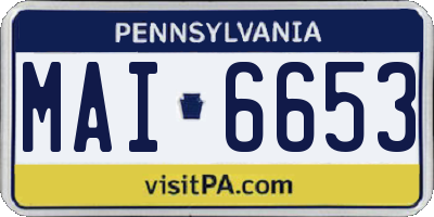 PA license plate MAI6653
