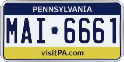 PA license plate MAI6661