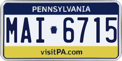 PA license plate MAI6715