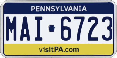 PA license plate MAI6723
