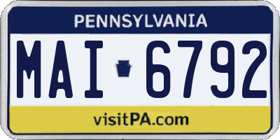 PA license plate MAI6792