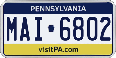 PA license plate MAI6802