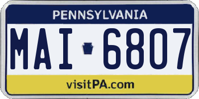 PA license plate MAI6807