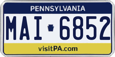 PA license plate MAI6852