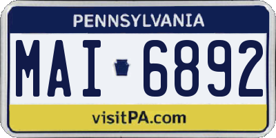 PA license plate MAI6892
