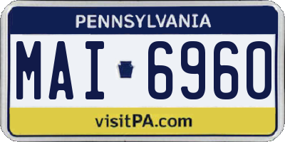 PA license plate MAI6960