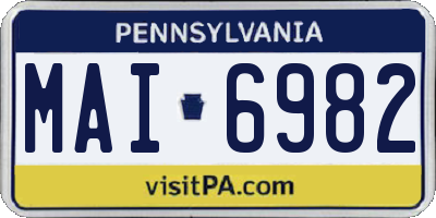 PA license plate MAI6982