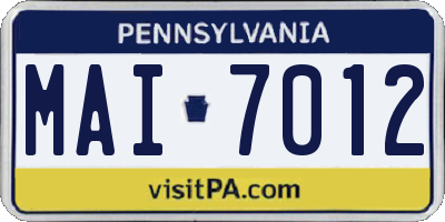 PA license plate MAI7012